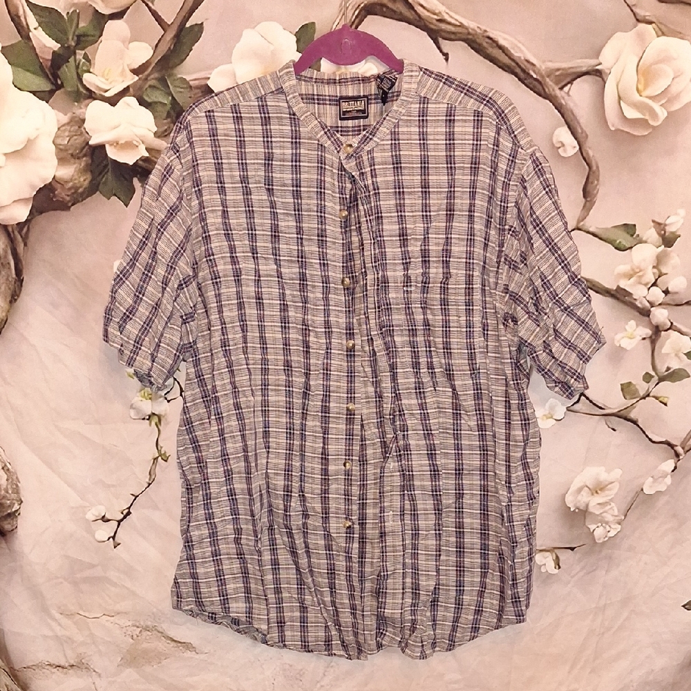 Plaid Button Down Shirt in Blue and White